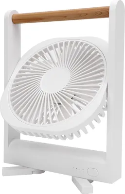 Imagen del producto de Ventilador de mesa magnético, con 4 velocidades, ajustable, silencioso, recargable y portátil, con asa, ideal para el hogar, la oficina y los viajes. Color blanco