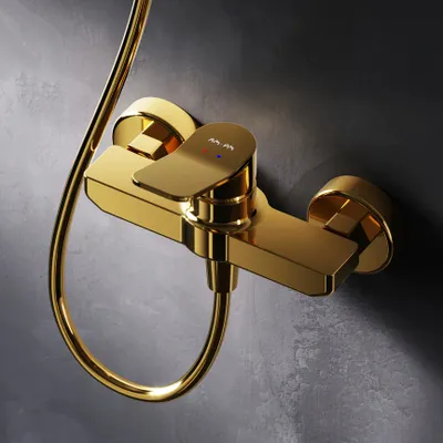 Produktbild von AM.PM Duscharmatur Einhebel Brausebatterie Gold Armatur Mischbatterie Brausearmatur Brausebatterie Wasserhahn Bad Mischbatterie Dusche