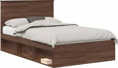 Image de vidaXL Cadre de lit marron aspect chêne 120 x 200 cm Pin massif