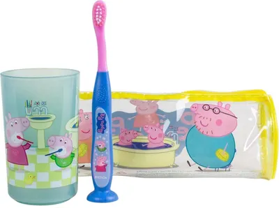 Produktbild von Tinokou, Zahnbürstenset-Becher - Kinderset - Peppa Pig, Gelb