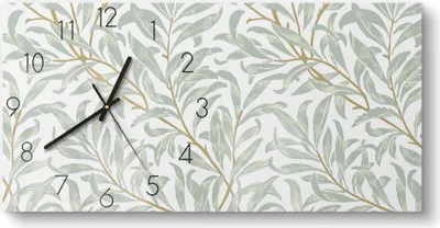 Produktbild von DEQORI Glasuhr 60x30 cm Zahlen 'Dekorative Weidenzweige' Wanduhr Glas Uhr Design leise