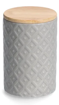 Produktbild von ZELLER 19849 Vorratsdose 720 ml Keramik, grau mit Bambusdeckel, ca. Ø 10 x 15 cm