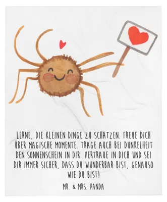 Produktbild von Mr. & Mrs. Panda Tagesdecke Spinne Agathe Motivation - Weiß - Geschenk, Plaid, Liebe, Glück, Decke, Bettdecke, Kuscheldecke, Sofaüberwurf, Dankeschön, Vertrauen