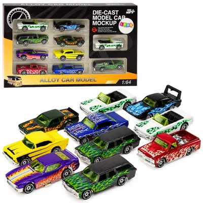 Produktbild von LeanToys Set aus 10 Metall-Spielzeugautos im Maßstab 1:64
