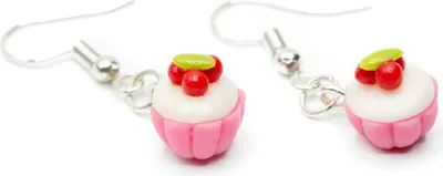 Produktbild von Cupcake Kirschkuchen Ohrringe Miniblings Hänger Torte Törtchen Kirschen rosa pink
