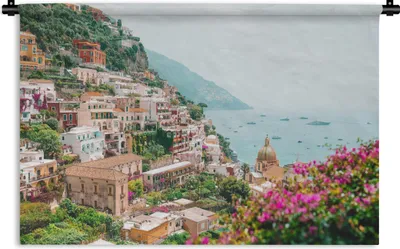 Produktbild von MuchoWow® Wandteppich Wandbehang Berg - Wasser - Stadt 60x40 cm Tapisserie Dekoration Wandtuch - Wanddekorationen