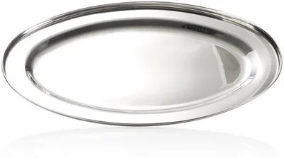 Produktbild von Unyqoos® Set 2 ovale Servierplatten aus Edelstahl – glänzende Tabletts zum Servieren und Dekorieren, pflegeleicht für Buffet, Hochzeit und Alltag
