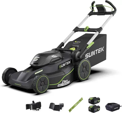 Produktbild von SUNTEK 40V 51cm Akku-Rasenmäher Selbstfahrend mit Radantrieb, Bürstenloser Motor mit 2 x 4,0Ah Akkus, inklusive Schnellladegerät, App-Steuerung