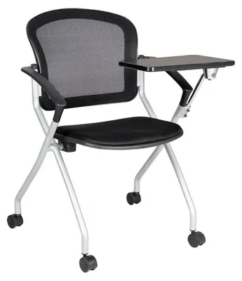 Produktbild von Bürostuhl Dfriso, Wartezimmerstuhl mit Armlehne und Tablett, Ergonomischer Wartestuhl, 61x49h84 cm, Schwarz