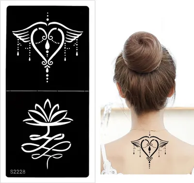 Produktbild von Henna Tattoo Schablone Airbrush Stencil Blume Herz Lotusblume