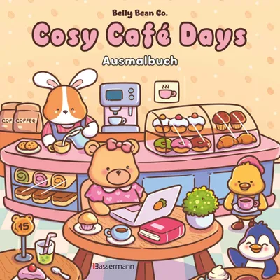 Produktbild von Ausmalbuch Cosy Café Days Kawaii-Stil, 40 einseitig bedruckte Illustrationen