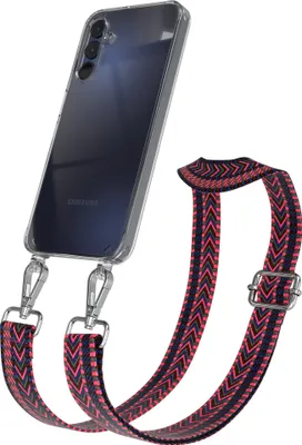 Produktbild von EAZY CASE Handykette - Verstellbarer Trageriemen kompatibel mit Samsung Galaxy A15, Handykordel mit transparenter Silikon-Hülle, Band in Rosa