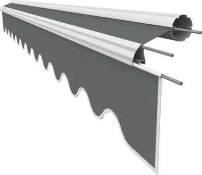 Produktbild von Leudus Markisenstoff mit Volant für 5,5x3m Markisen Markisenersatzstoff Markisentuch Sonnenschutz fertig genäht (5,38x3m SPD008)