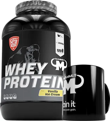 Produktbild von Mammut Nutrition - Whey Protein 3000 g Dose - 120 Portionen Eiweiß + GRATIS Keramik Tasse, Geschmack: Vanilla Ice Cream
