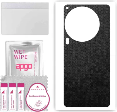 Produktbild von apgo Rückseite Schutzfolie, Skin, kompatibel mit Tecno Camon 30, Hinten Displayschutzfolie aus Vinylfolie, kratzfest, einfache Montage - Schwarze Honigwabe