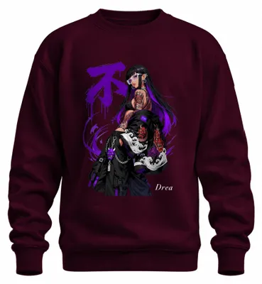 Zdjęcie produktu dla Bluza z kapturem w stylu streetwear, z motywem anime, przedstawiającym Hannyę, w japońskim stylu Y2K, w kolorze burgundowym, rozmiar XL