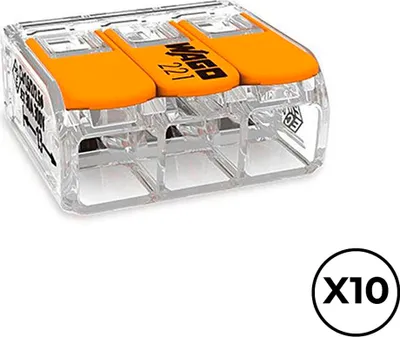 Obrázek produktu pro Rychlospojka Wago 22,9 x 21,1 x 10,1 mm 450 V 3 conexiones 6 mm (10 kusů)