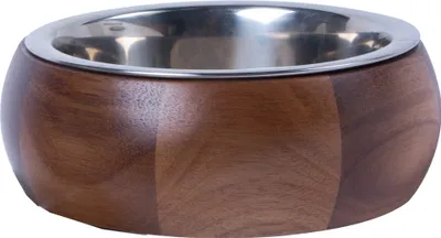 Obrázek produktu pro Dehner Lieblinge miska pro psy, 18,7 cm, výška 7,6 cm, dřevo/nerezová ocel, hnědá barva