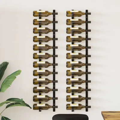 Image de vidaXL Casier à vin mural pour 12 bouteilles 2 pcs. noir fer