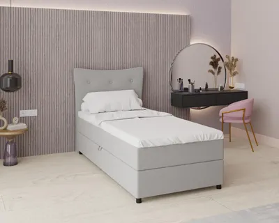 Produktbild von Boxspringbett, 100cm x 200cm, Grau, mit Bettkasten, Matratze und Topper, Einzelbett, NEVADA, Panda Möbel