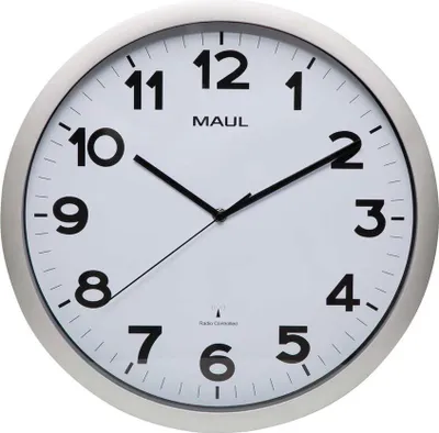Obrázok produktu pre MAUL nástenné hodiny MAULstep Ø 40 x 4,7 cm rádiom riadené plastové 1 x AA (1,5 V) strieborné
