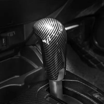 Image de Cache pour pommeau de levier de vitesses en fibre de carbone, compatible avec Honda Jazz Fit GK5 AT 2015-2018