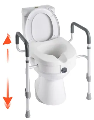 Immagine prodotto di VEVOR Rialzo per WC con braccioli, portata 159 kg, altezza di sollevamento 127 mm, telaio in alluminio, sedile WC rialzato per anziani, disabili e adulti