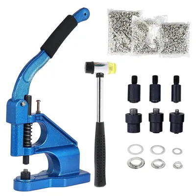 Obrázek produktu pro Ruční lis na očka, stroj na osazování oček, sada s 3 matricemi, 1500 oček o průměru 6/10/12 mm, vhodné pro plachty, oděvy, kůži