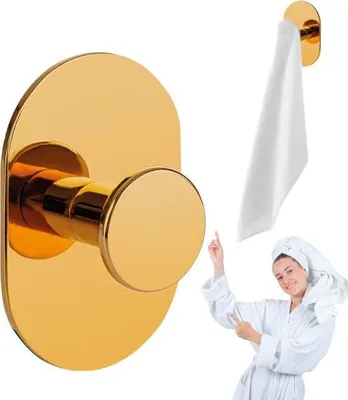 Produktbild von Laveo | Miri Handtuchhaken - Gold - Selbstklebend - Wandhaken - Glänzend
