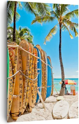 Produktbild von Bild auf Leinwand - Leinwandbild - Einteilig - Board Surfen Strand - 80x120cm - Wand Bild - Wanddeko - Wandbilder - Leinwanddruck - Wanddekoration - Leinwand bilder - Wandbild - PA80x120-4165