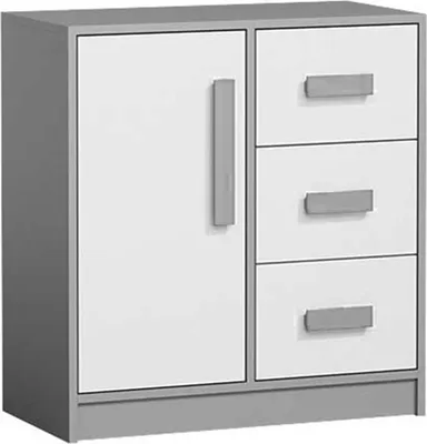 Productafbeelding van Kommode/dressoir Git, 80x40x85 cm, antraciet/wit, met 1 deur