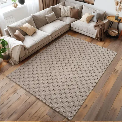 Obrázok produktu pre Homebyhome Koberec Obývací Pokoj Bouclé Smy?kový Skandinávský Styl Kostkovaný Design Odolný M?kký do Ložnice, Velikost: 200x290 cm