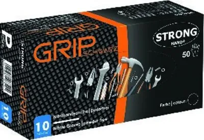 Produktbild von Einweghandschuh Grip,Nitril,ungepudert, schwarz,Gr.7, Box=50 Stück