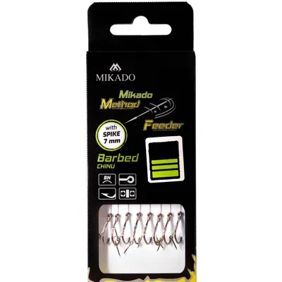 Zdjęcie produktu dla 8x zestaw haczykowy MIKADO METHOD FEEDER z haczykiem spike/needle feeder plecionka 8 / Ø0,14mm / 10cm