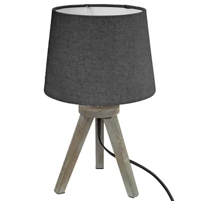 Image de Lampe de table MINI GRIS, pieds en bois, 30 cm