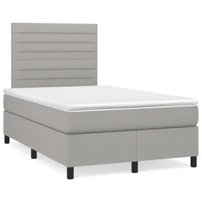 Produktbild von Boxspringbett mit Matratze Hellgrau 120x200 cm Stoff