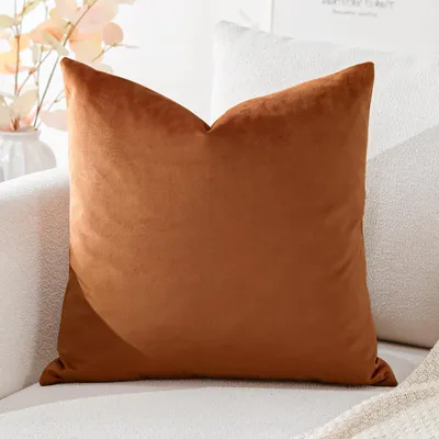 Productafbeelding van Fluwelen kussenhoes, decoratieve kussens, sofa kussens, lendenkussen, decoratief kussenhoes, sofa, slaapkamer, 45 x 45 cm, oranje