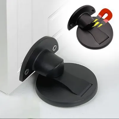 Produktbild von Magnetischer Edelstahl Türstopper, Türfeststeller, 3M selbstklebend für Boden oder Wand, Schwarz - MAGSTOP