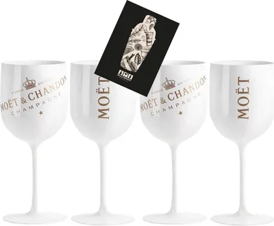 Produktbild von Moet & Chandon 4er Set Ice Imperial Acryl / Hartplastik Glas Champagner Gläser Set in weiß/gold Champagne Becher Kelche