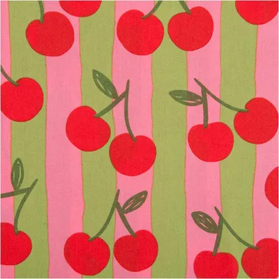 Produktbild von Baumwollstoff Meterware Popeline Kirschen Streifen rosa grün rot 148cm