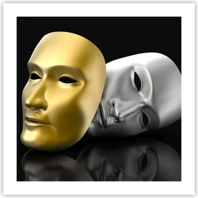 Produktbild von Poster - Poster ohne Rahmen - Maske Theater Bühne Schauspieler - 50x50 cm - Wand Bild - Wanddeko - Wandbilder - Kunstposter - Wandposter - Bilder - Kunstdruck - Wandbild - P2XAC50x50-2432