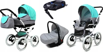 Obrázek produktu pro BabyLux® Margaret White | Kocárek 4v1 Set | Mint | Kombi kocárek | Kocárkový set | Isof