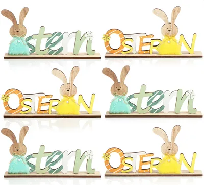 Produktbild von COM-FOUR® 6x Deko Aufsteller für Ostern - Schriftzug mit Osterhasen