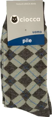 Obrázek produktu pro Pánské ponožky CIOCCA, pár teplých a měkkých krátkých ponožek z fleece, č. výrobku 663/1, velikost 40–45, 9 % polyamidu, 1 % Elastanu, 90 %.Polyakrylu