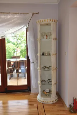 Produktbild von Vitrine Bar Eck Regal Glas Amphore Bodenfase Säule Schrank Vitrinen Regale 1860