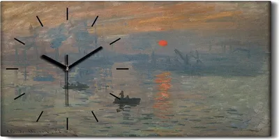 Produktbild von Leinwand Uhr Küche Wohnzimmer Bild 60x30 Impressionismus Sonnenaufgang - schwarze Hände