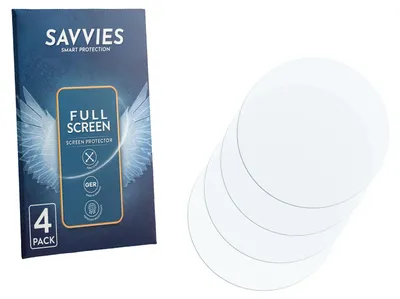 Produktbild von 4x Savvies Fullscreen Schutzfolie für Kreisrunde Displays (ø: 41.5 mm) Displayschutz Folie Fullcover Klar Transparent