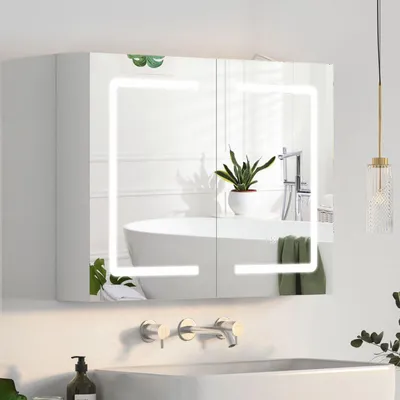 Produktbild von Radelldar Spiegelschrank bad mit beleuchtung, Anti-fog,Badschrank hängend,Weiß
