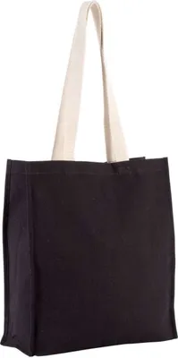 Produktbild von Kimood Tragetasche Bag Jute Canvas Shopper Classic Beutel Baumwolle, Größe:U, Farbe:Schwarz