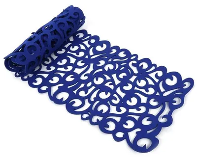 Produktbild von Filz-Tischläufer Rechteckig mit Blumenmuster 102 cm Blau